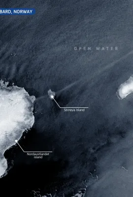 Absence of sea ice in Svalbard, Norway