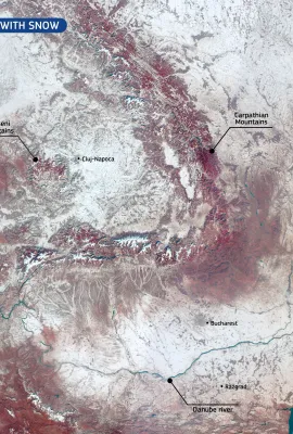 Eastern Europe covered with snow