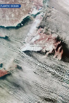 Cloud streets over the Atlantic Ocean