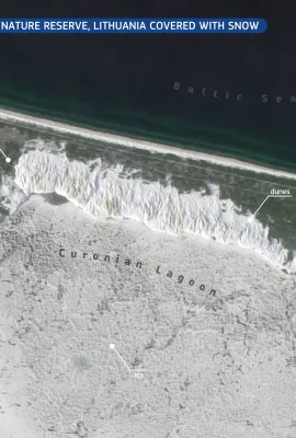 The dunes of the Nagliai Nature Reserve, Lithuania covered with snow