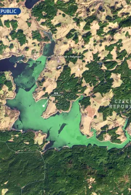 Frozen algal bloom in Lipno Reservoir, Czech Republic