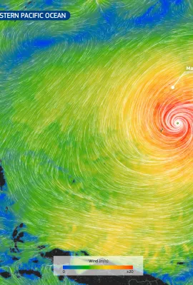 Super Typhoon Sinlaku hit the Mariana Islands in the Pacific Ocean