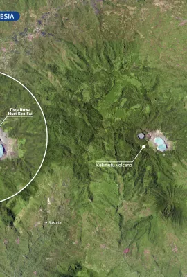 Kelimutu’s coloured crater lakes stand out on Flores Island, Indonesia