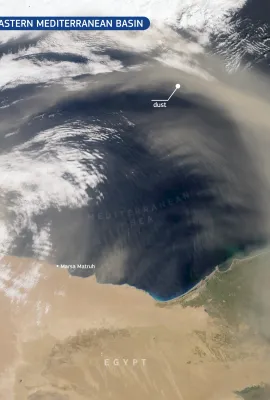 Saharan dust drifts across the Eastern Mediterranean Basin