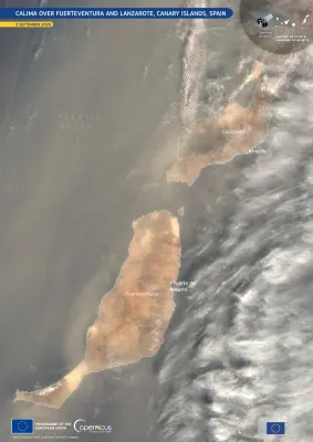 Sentinel-2 image of dust over Canary Islands