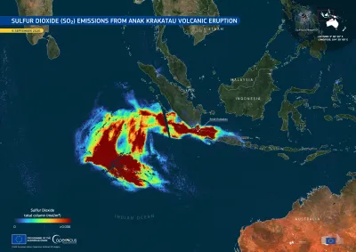 Sentinel-5P image of Anak Krakatau volcano in Indonesia