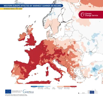 Copernicus Climate Change data showing Western Europe in August