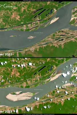 In Brazil, the Amazonia river is affected by a critical drought