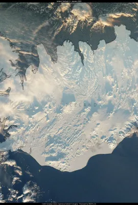 Snow-covered Iceland after cold spell