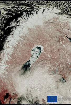 Cloud-free Scandinavian peninsula in March 2023