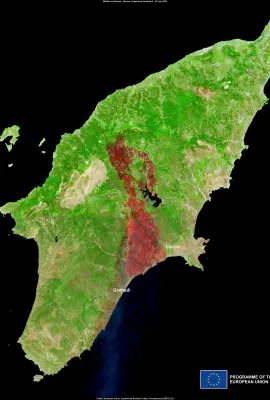 Massive fire ravages Rhodes, Greece