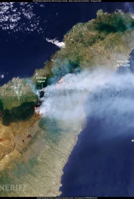 The 'IFArafoCandelaria' fire still burning in Tenerife