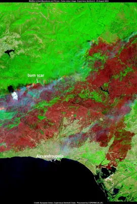 The wildfire emergency continues in Greece