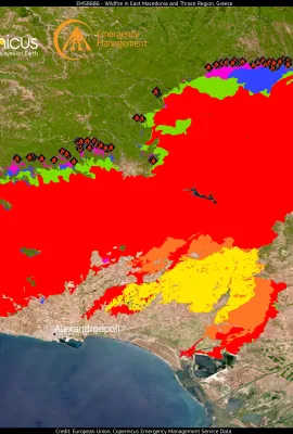 Wildfires in in the East Macedonia and Thrace region