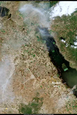 Agricultural areas around Thessaly, Greece, remain flooded