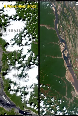 Severe drought in Rio Negro, Brazil