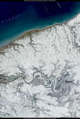 Northern France covered with snow