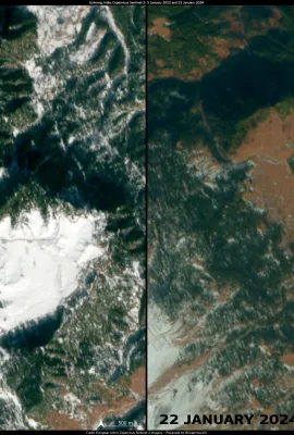 Lack of snow in Gulmarg, Western Himalayas