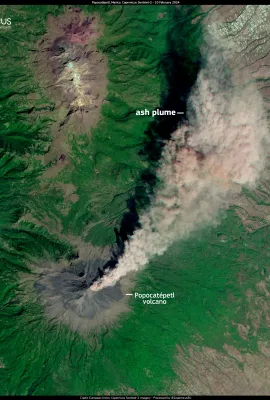 Volcanic activity at the Popocatepétl volcano