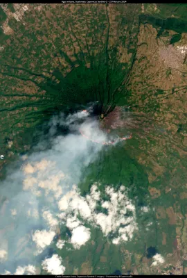 Wildfires around the Agua Volcano in Guatemala