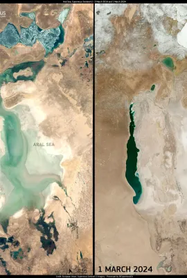 The Aral Sea is slowly disappearing