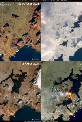 Volcanic activity on the Reykjanes Peninsula in Iceland