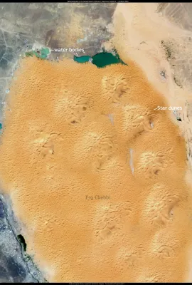 Ephemeral lakes in the Sahara Desert in Morocco