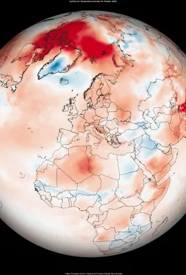 October 2024 was the second-warmest recorded October globally