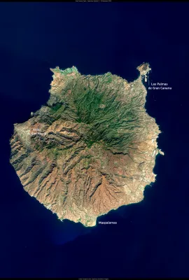The island of Gran Canaria is visible in this Copernicus Sentinel-2 image acquired on 9 November 2024