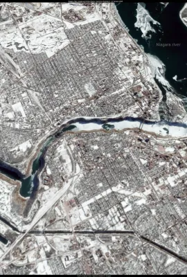 Niagara Falls partially frozen, Canada and USA
