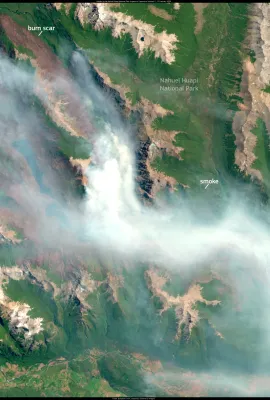 Wildfire in the Nahuel Huapi National Park, Argentina