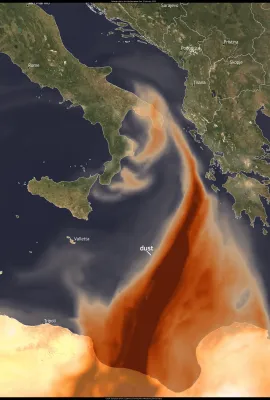 Saharan dust transported over the Mediterranean Sea