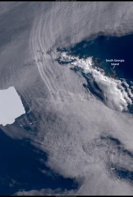 Iceberg A23a runs aground near South Georgia Island