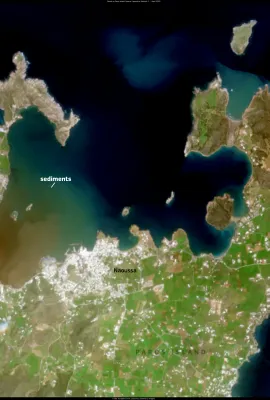 Storm-induced sediment plume near Paros, Greece