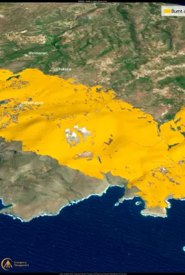 Wildfire on the island of Kythira, Greece
