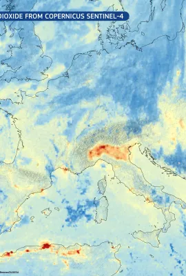 First image of nitrogen dioxide from Copernicus Sentinel-4