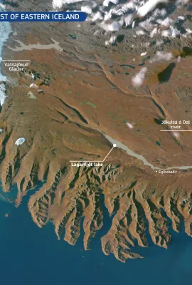 Sediments along the coast of eastern Iceland