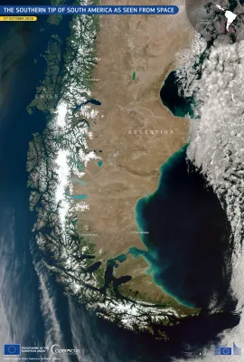 The southern tip of South America as seen from space