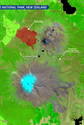 Wildfire in the Tongariro National Park, New Zealand