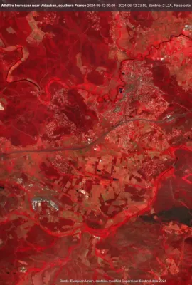 Wildfire scar in southern France