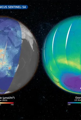 Copernicus Sentinel-1D and Sentinel-5A provide first images, marking important advances in earth and atmospheric monitoring