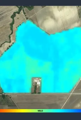 Crop water stress for a selected farm. This index is calculated as fusion of the Copernicus Land SWI product and Copernicus Sentinel 2 NDII product.
