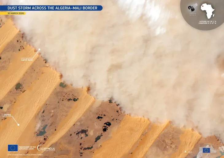 Dust storm across the Algeria-Mali border