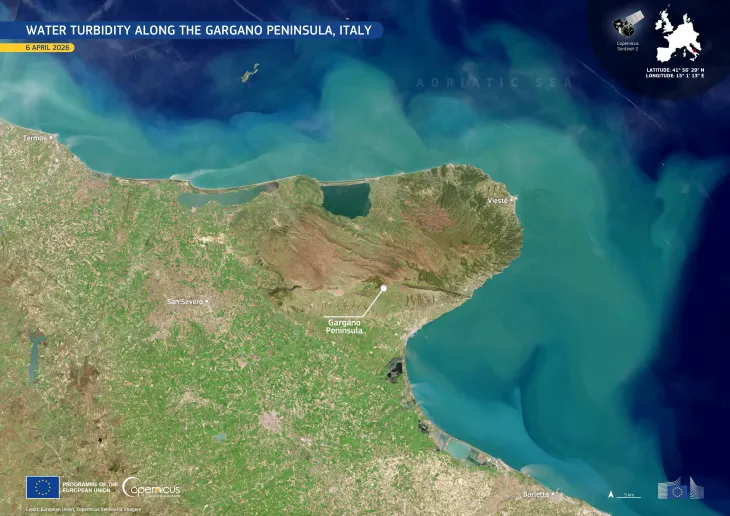 Water turbidity along the Gargano Peninsula, Italy