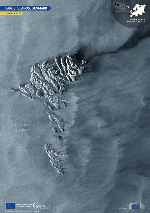 Atlantic winds shape sea-surface patterns around the Faroe Islands