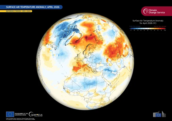 April 2026 was one of the warmest months of April globally