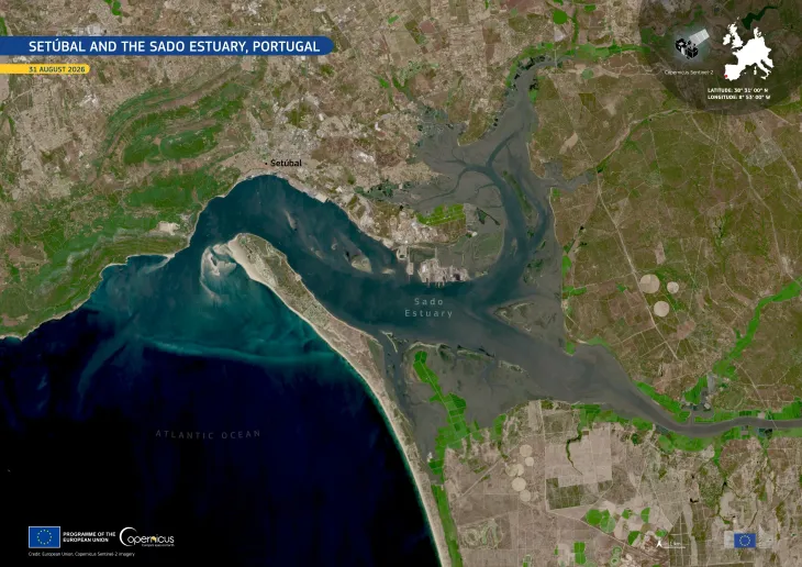 Sentinel-2 image of Setubal and the Sado estuary in Portugal