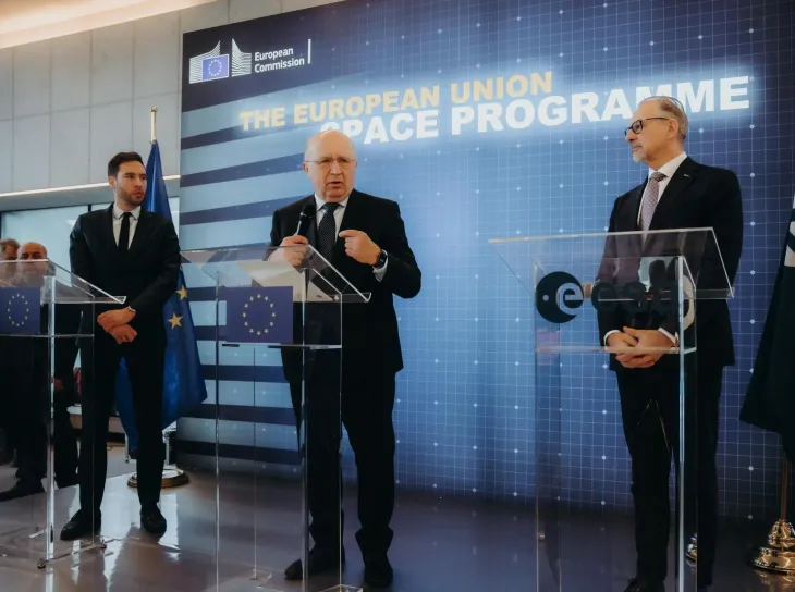 Commissioner for Defence and Space Andrius Kubilius joined by Director General of ESA, Josef Aschbacher
