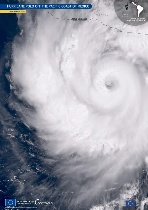 Sentinel-3 image of Hurricane Polo in the Pacific Ocean