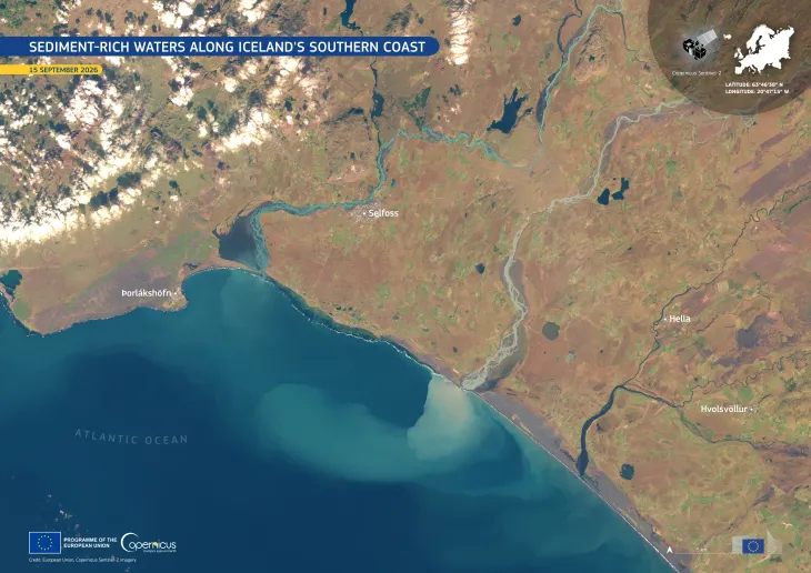 Sentinel-2 image of sediments in Iceland